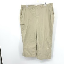 LL Bean Women Size 16 XL Pants Capri Crop Beige Brown Nylon Stretch Quick Dry