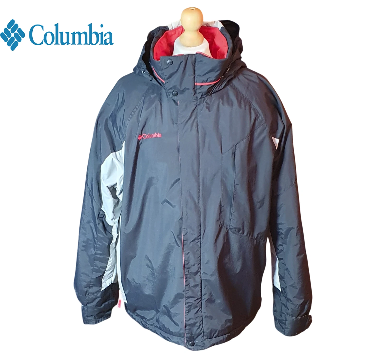 Columbia Black/Grey Insulated Jacket Men's Size L Hooded Water Resistant Coat