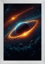 Cosmic Planet Rings Landscape Framed Wall Art Poster Canvas Print Picture