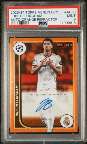 2023 Topps Merlin Jude Bellingham Orange Refractor Auto /25 PSA 9