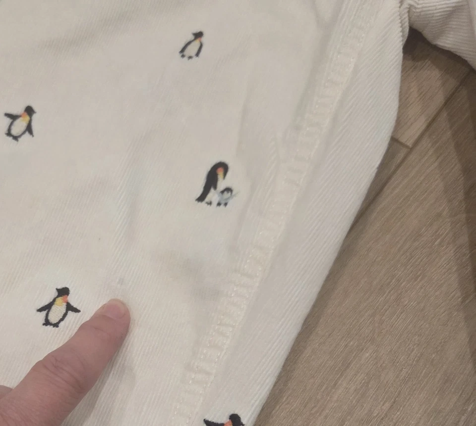 Pantalones al tobillo Talbots impecables de cinco bolsillos ajustados 10 pana bordada pingüino Foto 4 de 4