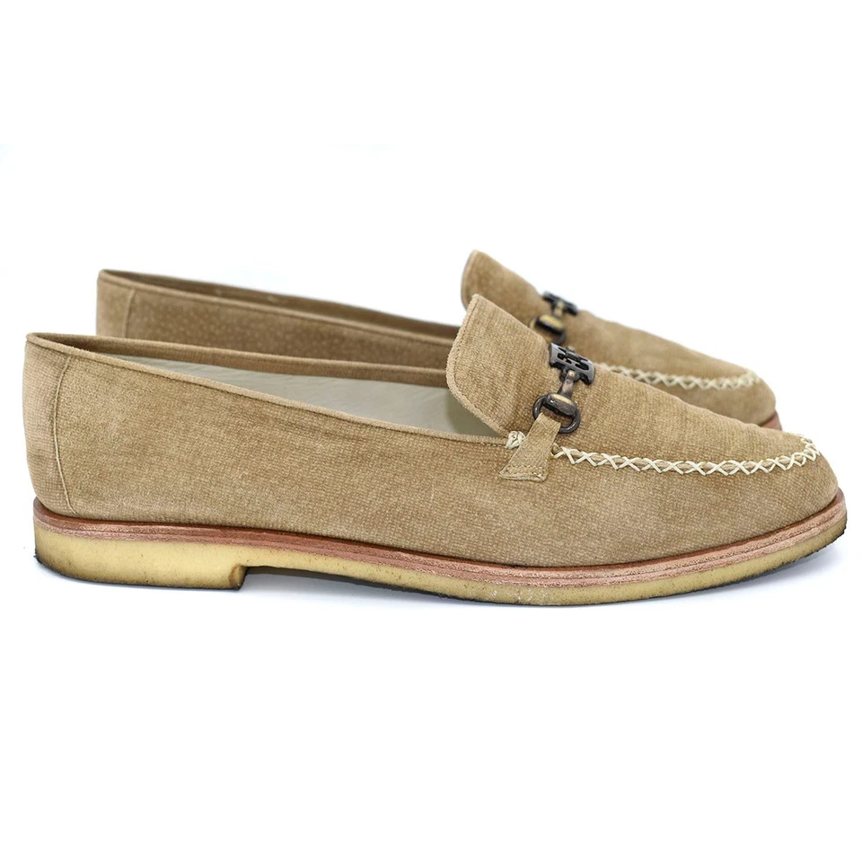 Escada желтовато-коричневый замши мокасины стиль мокасины плоскостях с коренастый резиновая подошва размер 9 B / 39 - Изображение 2 из 4