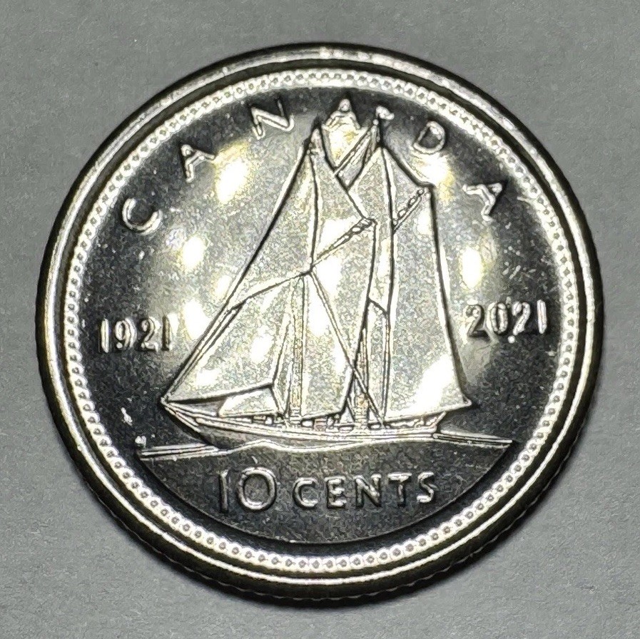 1921-2021 Canadian Double Date Dime 10Cent Coin from Original Roll