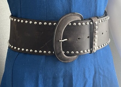 Zara Wide Studded Brown Leather Belt STUDDED LEATHER BELT - Brown | ZARA United States main image 2