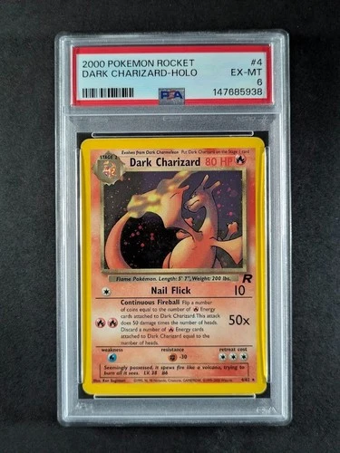 2000 Pokemon Team Rocket DARK CHARIZARD Holo Rare Foil 4/82 English PSA 6