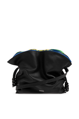 LOEWE $5750 Flamenco Medium Millefeuille Black Nappa Calfskin Clutch Bag New & A
