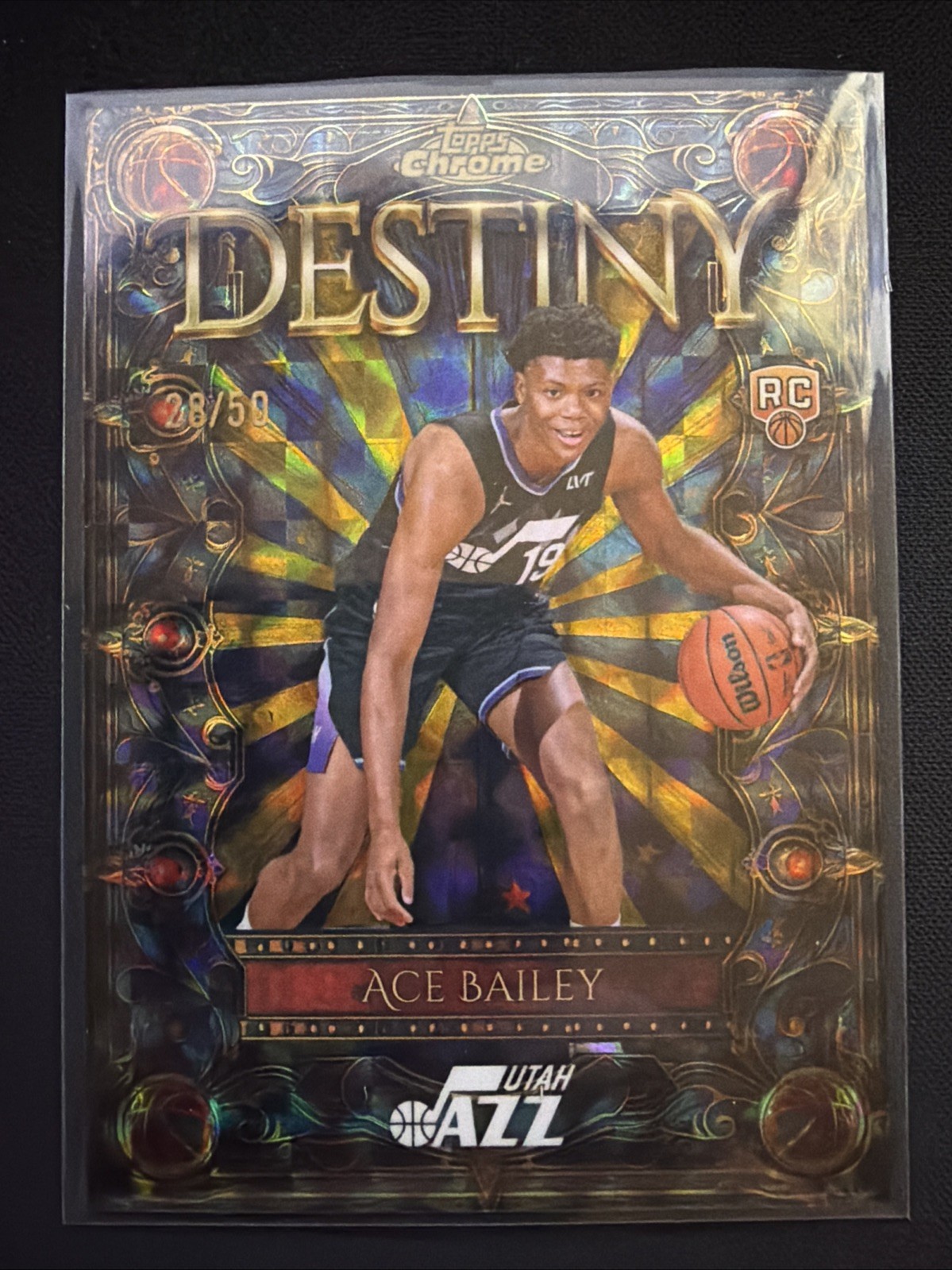 Ace Bailey 2025-26 Topps Chrome Gold Geometric Destiny Rookie 28/50