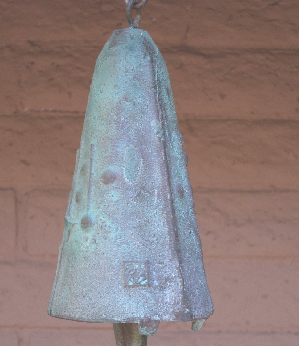 VINTAGE PAOLO SOLERI WIND CHIME  BRONZE 6"  BELL, ARCOSANTI BRUTALIST