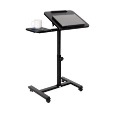 Seville Classics Airlift Mobile Laptop Cart Adjustable Rolling Desk Black