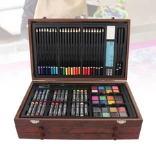 Wooden Art Set 142PCS Drawing Painting Kit With Sketchbooks For Beginners
