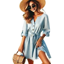 Saks Fifth Avenue Light Blue Midi Dress Size S