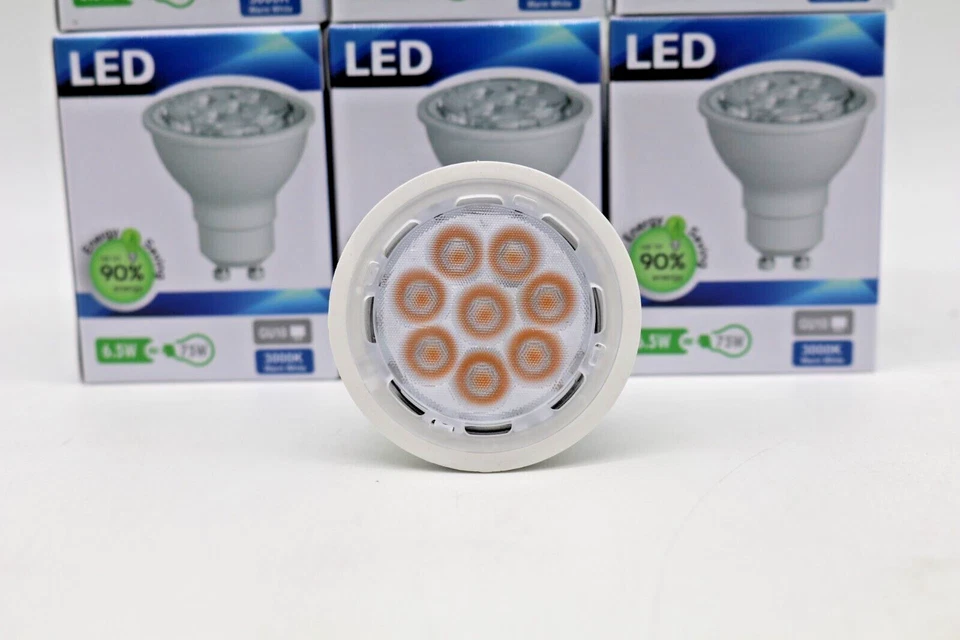 6-pack 6.5W LED Lights Dimmable 500 Lumens 3000K Warm White GU10 75W equivalent - Image 2 of 4