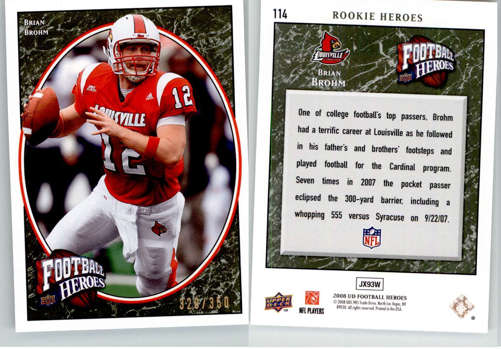 Brian Brohm Upper Deck Heroes #114 Green