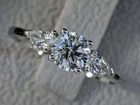 Three Stone 3CT VVS1 Round Cut Moissanite Engagement Ring 14k White Gold Plated