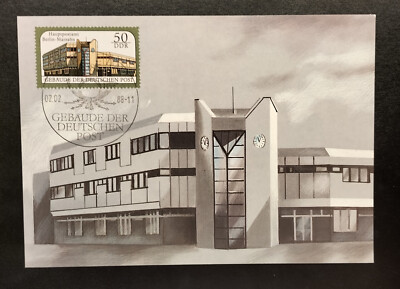 Briefmarken Ansichtskarte DDR 50 Pf. Gebäude der deutschen Post  FDC 02.02.1988 