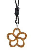 Hawaiian Koa Wood Plumeria Flower Design Necklace - Brand New with Gift Box