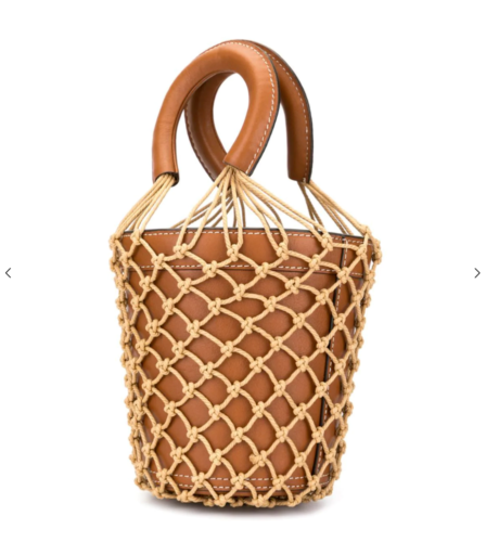 new) ~ STAUD ~ $375 MOREAU LEATHER BUCKET BAG ~ net rope cage
