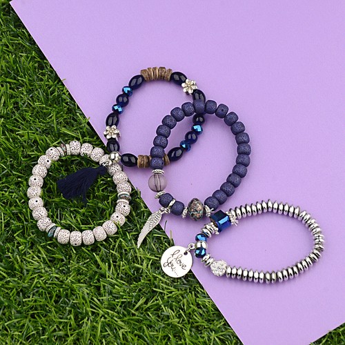 4 Stck./Set Anhänger Perlen Böhmische Armbänder Frauen Lavastein Armband Armbänder - Bild 22 von 28