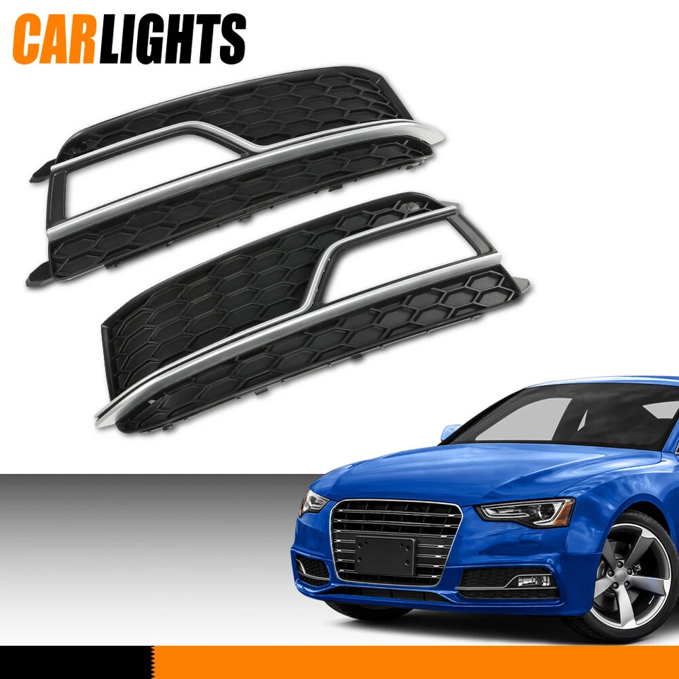 Fit For S-Line Front Bumper Fog Light Grilles Cover LH & RH 2013-2016 Audi S5 A5 - Image 2 of 4