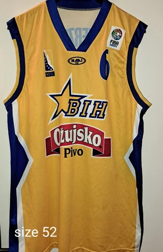 Basketball jersey Bosnia And Herzegovina Terzic Vintage 2001 Naai 52 Yellow Blue