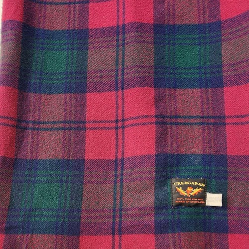 Creagaran 100% Pure New Wool Tartan Plaid Throw Blanket VTG 60s Made In Scotland - Picture 4 of 10