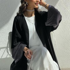 Abaya Dubai Women Open Long Dress Modest Kimono Coat Muslim Robe Cardigan Gown