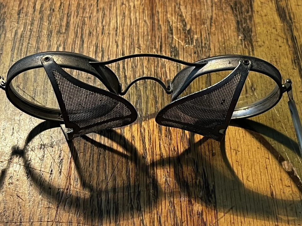 老式 30 年代 40 年代皮革安全眼镜护目镜摩托车蒸汽朋克 Bausch? — 第 3/4 张图片