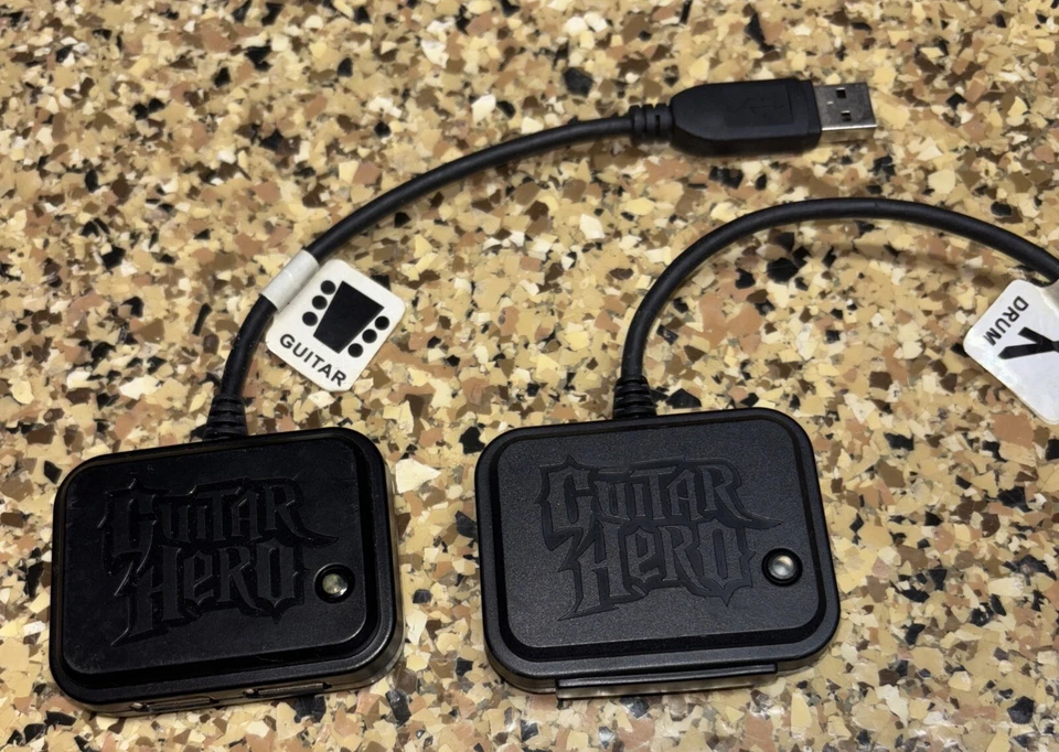 PS3 Guitar Hero GUITAR & DRUM Dongle Set Receiver Red Octane Wireless (D2) - Image 2 of 3