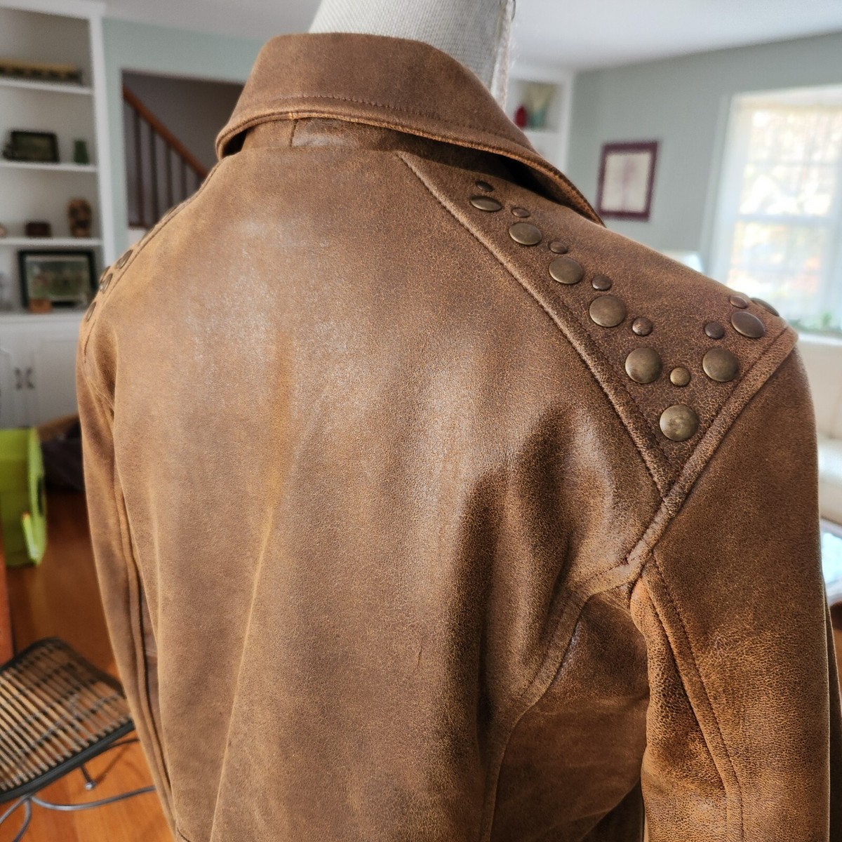 ジャケット・アウター archive zip lamb leather jacket NEW Frye Lamb Leather Biker Jacket Zip Sleeves Interior Pocket Med
