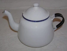 Vintage Kockums KER Sweden Blue & White Enamelware Tea Pot Kettle - 1 liter