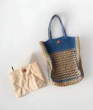 C&C California Straw Beach Boho Bag Blue Brow...