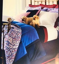 NIB Ralph Lauren American King Comforter 4pc Set Blue Red White Paisley RARE