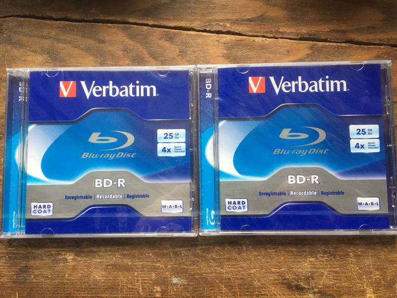 2 New, Sealed Verbatim-96434- 25 GB 4x Blu-ray Single-Layer Recordable Disc BD-R