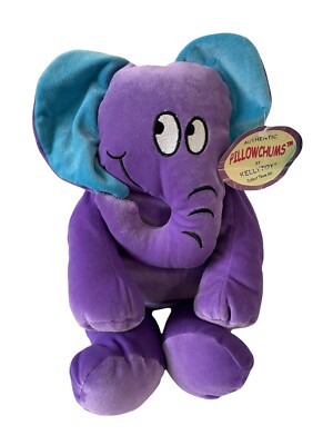 Kellytoy Pillow Chums Purple Blue Elephant Velour Soft Plush Stuffed Animal 17''