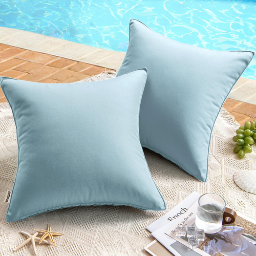 Pack of 2 Decorative Outdoor Waterproof Pillow Covers Garden Cushion Sham Throw