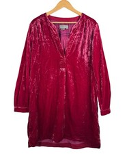 Anthropologie Melody Velvet Tunic Dress Red lagen look red 90s sz M