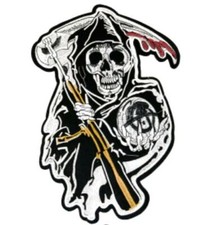 LARGE SIZE grim Reaper SKULL with GUNS Ghost rifle Sew /Iron on Patch B050