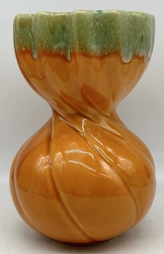 Hull Pottery Mid Century 808 Orange And Green Drip