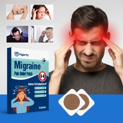 #ad 10pcs Migraine Pain Relief Patch Headache Relief Plaster Ear Pressure Relief $13.99