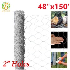 Galvanized Poultry Net Metal Mesh Fencing Chicken Wire 2" Holes Rustic 48"x150