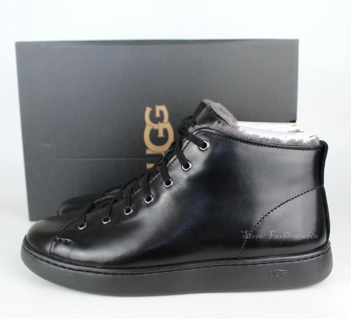 New UGG Pismo UGGpure Wool Textile Lining Leather Sneaker Black