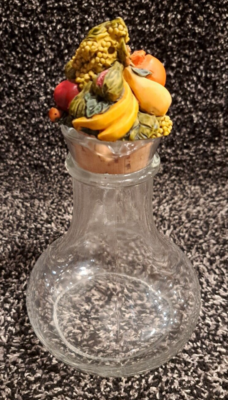 NADIR Clear Cruet & Fruit Basket Cork - Vintage Italian Made Glass