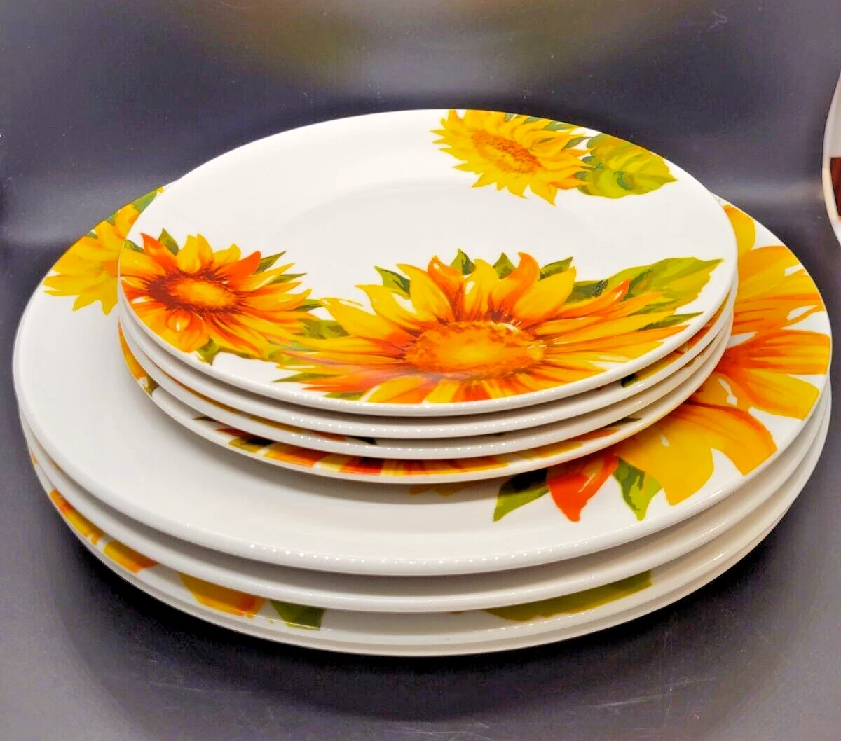 Royal Norfolk Sunflower Plates Set of 8
