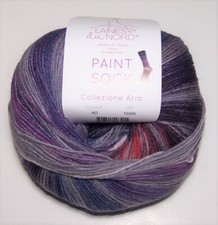 100gm ball of Laines du Nord PAINT SOCK fingering weight yarn 40 RED PURPLE BLU
