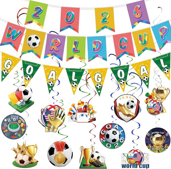 Wm FußBall 2026 Deko Set Wimpelkette Banner Spiral-HäNgedeko FüR FußBall-image