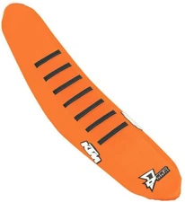 Dcor Seat Cover - Orange Sides - Orange Top with Black Ribs Motorcycle Dirt Bike