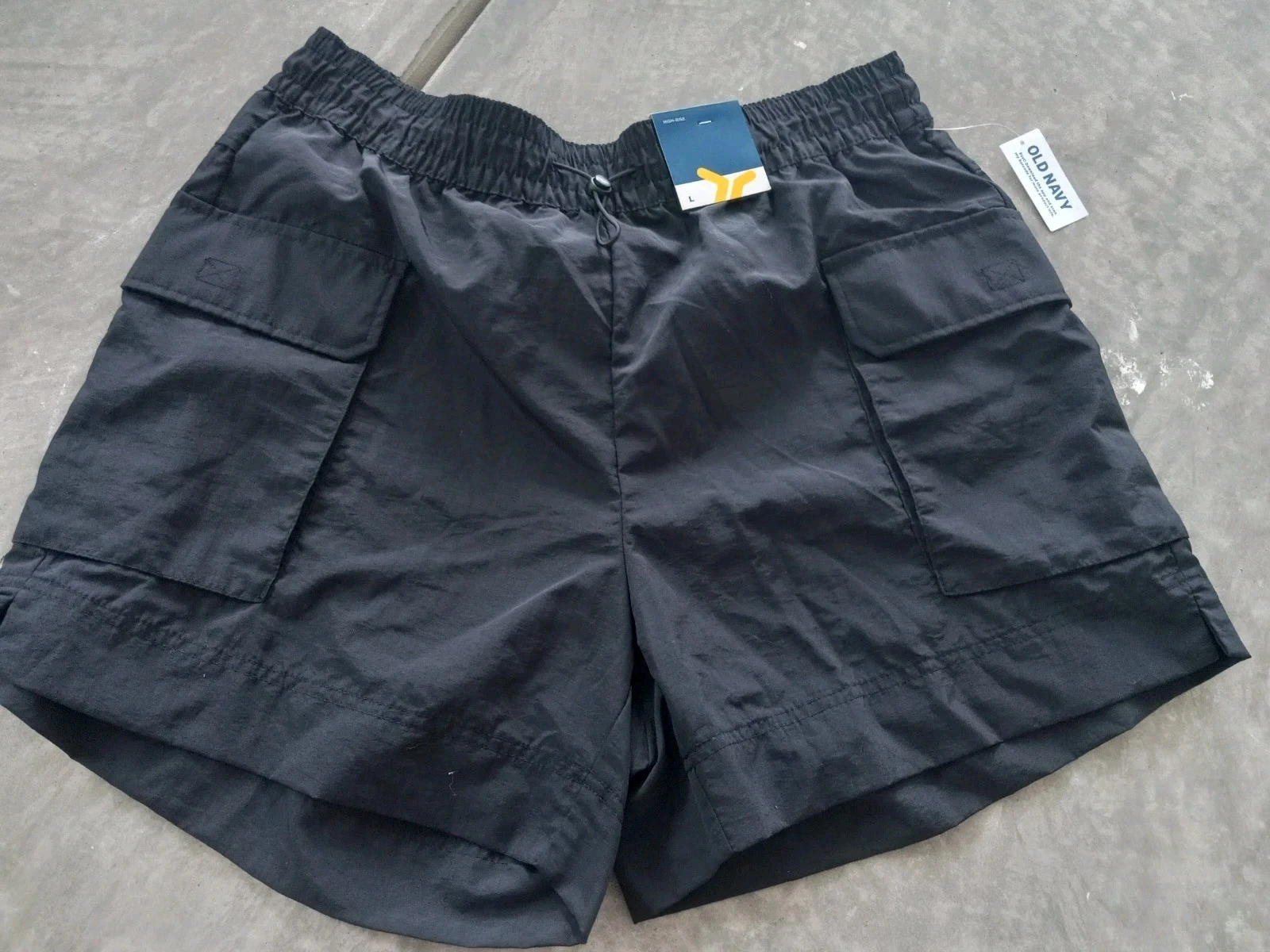 NWT! OLD NAVY Womens Black High Rise Quick Dry Outdoor Beach Hiking Shorts Large
