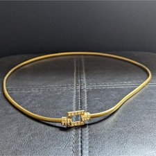 Vintage Estate Gold Tone Retro Glam Pave Rhinestone Stretch Metal Waist Belt