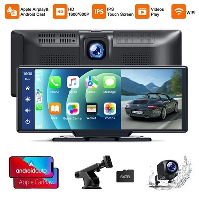 VOLAM 10.26" Portable Touchscreen Wireless Apple CarPlay Android Auto Car Video Player