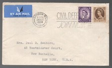 1954 Civil Defense Slogan London Cover to USA